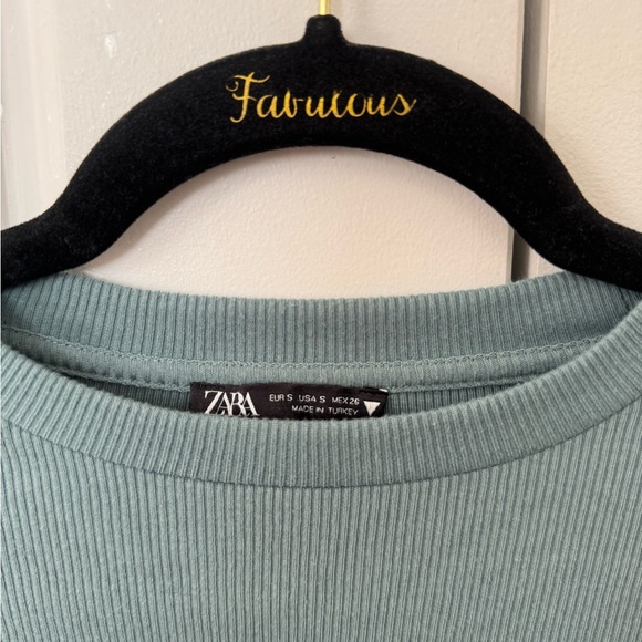 Zara Teal Scrunched Crop Top. Size S. - Picture 3 of 4